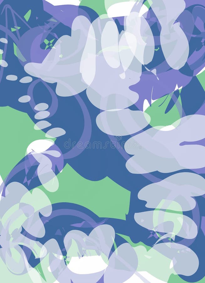 An abstract artistic design with the appearance of paint brush splatters in white, blue and green colors. An abstract artistic design with the appearance of paint brush splatters in white, blue and green colors