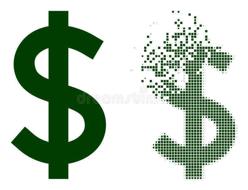 Vernietigd pixel en origineel dollarpictogram vector illustratie