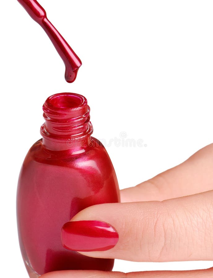 Bottle of red nail polish isolated on white. Bottle of red nail polish isolated on white.