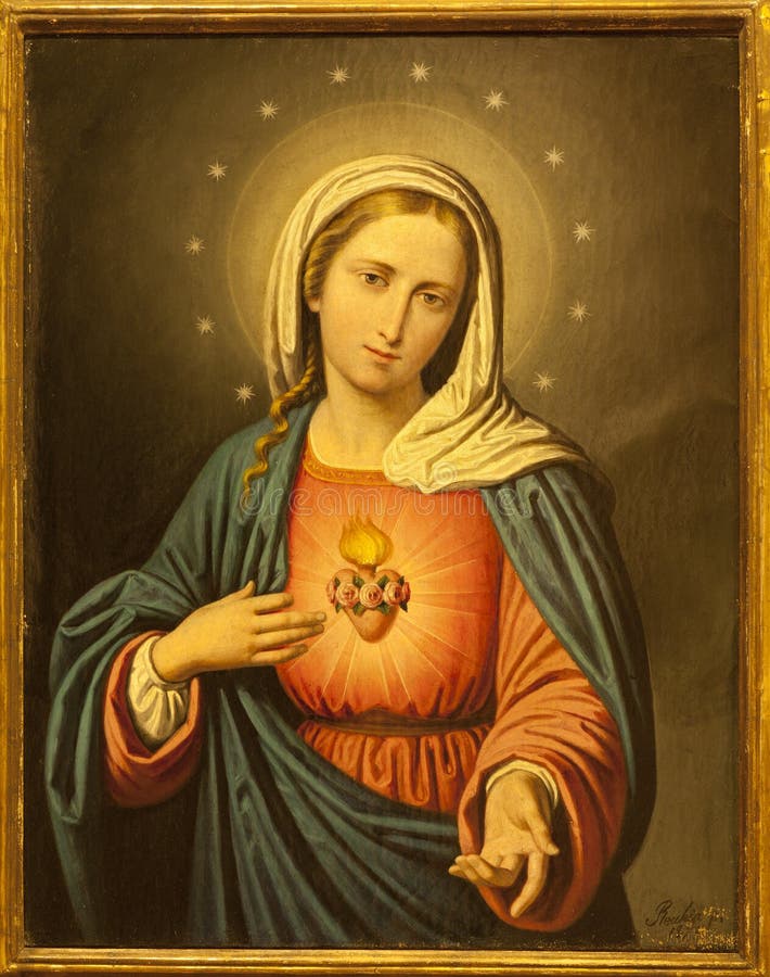 Verona - hjärta av jungfruliga Mary. Måla från den kyrkliga San Lorenzo kyrkan arkivfoton Verona - hjärta av jungfruliga Mary. Måla från den kyrkliga San Lorenzo kyrkan arkivfoton