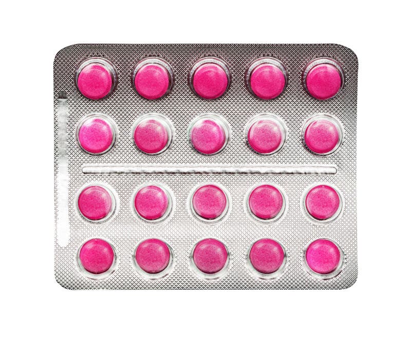 Verpackende große runde rosa Pillen lizenzfreies stockbild
