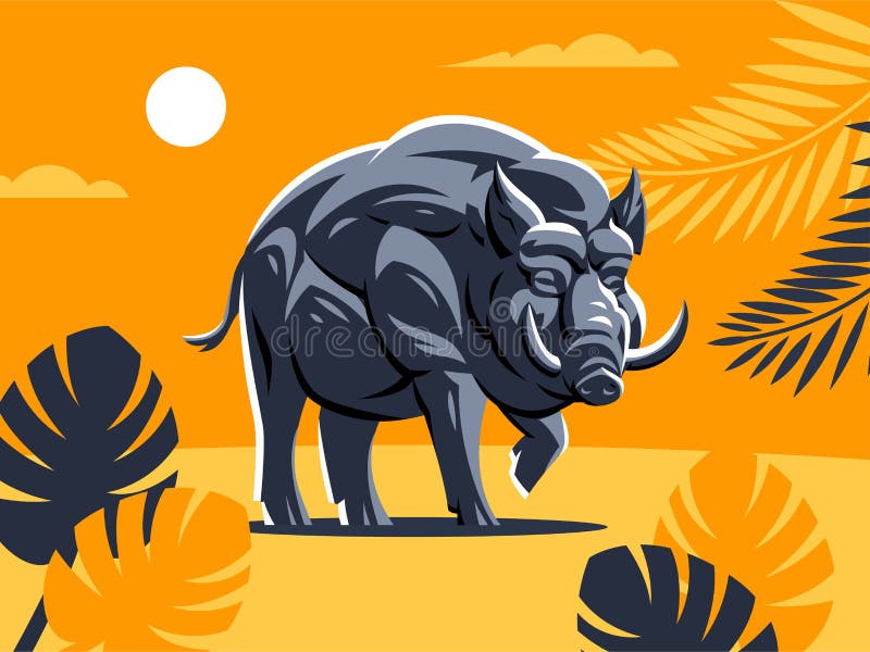 Verraco salvaje con los colmillos ilustración del vector Verraco salvaje con los colmillos ilustración del vector