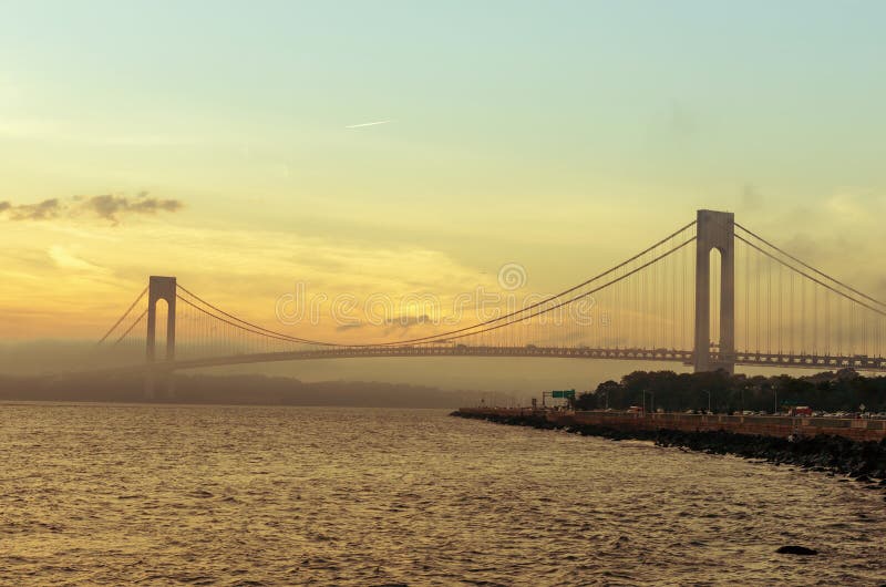 Verrazzano-Narrows Bridge at sunset in Brooklyn, New York