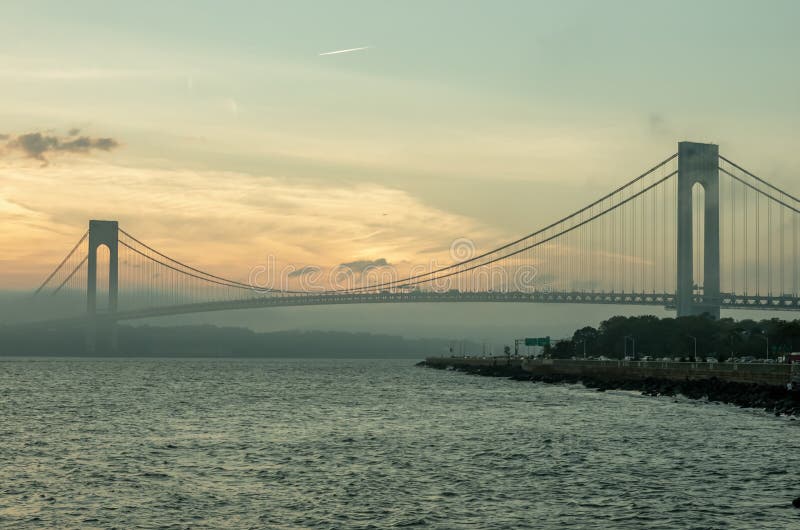 Verrazzano-Narrows Bridge at sunset in Brooklyn, New York