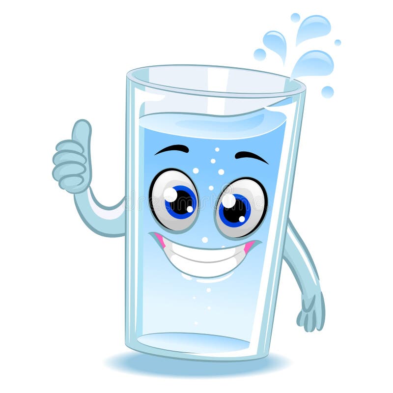 Verre de mascotte de l'eau faisant le signe correct de main illustration stock Verre de mascotte de l'eau faisant le signe correct de main illustration stock