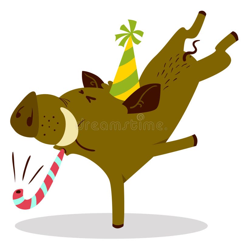 Verri svegli o compleanno charactercelebrating di facocero Illu di vettore illustrazione vettoriale