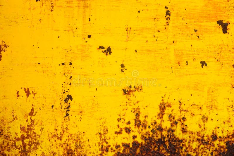 Verrostetes Gelb gemaltes Metall Matal Hintergrund der abstrakten Beschaffenheit