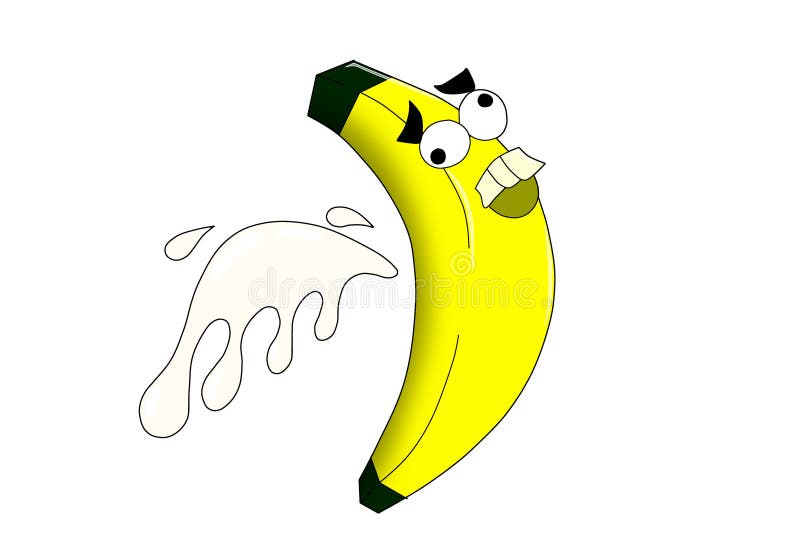 Verrückte Banane mit Milchspritzen lizenzfreie abbildung Verrückte Banane mit Milchspritzen lizenzfreie abbildung