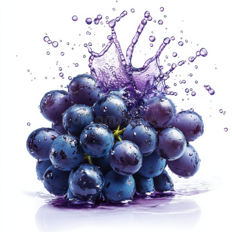 Vers geperst druivensap met splash-effecten op witte achtergrond vector illustratie