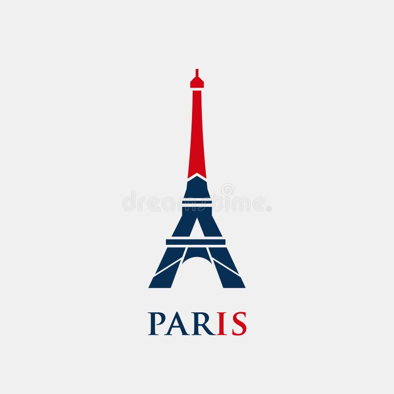 Eiffel Tower Logo in Red and Blue Paris. Stock Vector - Illustration of ...