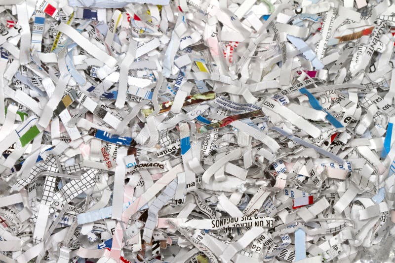 Several confidential business papers shredded. Several confidential business papers shredded