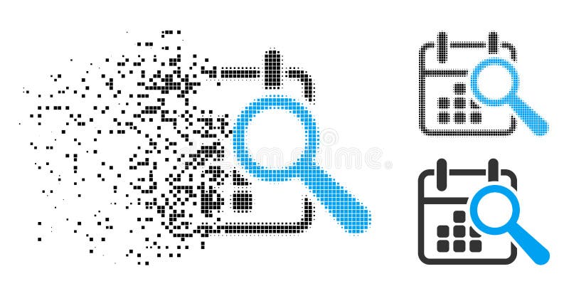 Verscheurde Halftone Pixelated vindt Datumpictogram stock illustratie