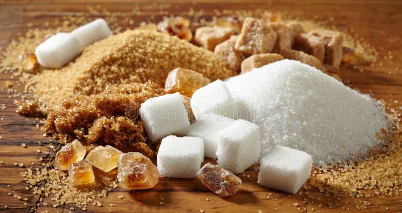 Verschiedene Arten des Zuckers