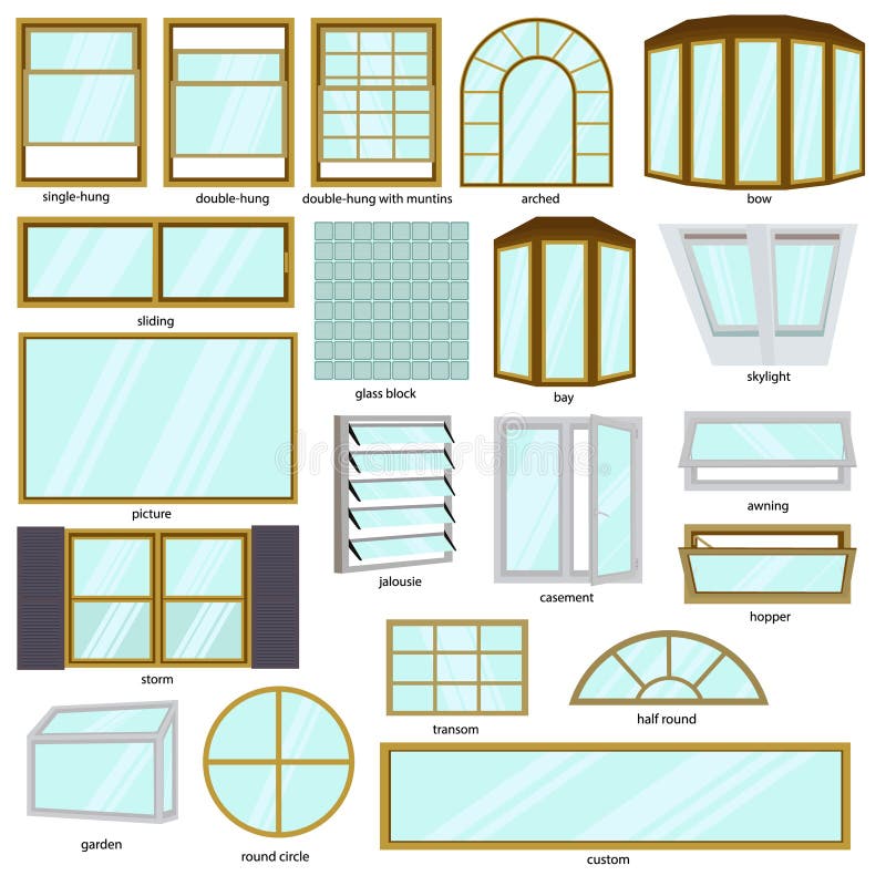 Verschiedene Fenster vektor abbildung. Illustration von