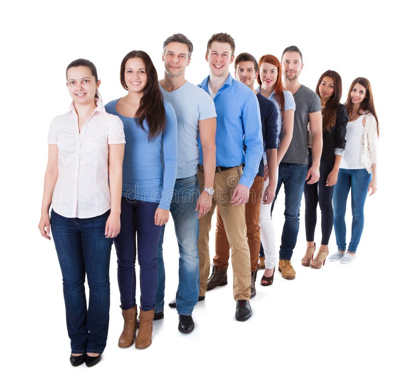 Verschiedene Gruppe von Personen, die in der Reihe steht stockbild Verschiedene Gruppe von Personen, die in der Reihe steht stockbild
