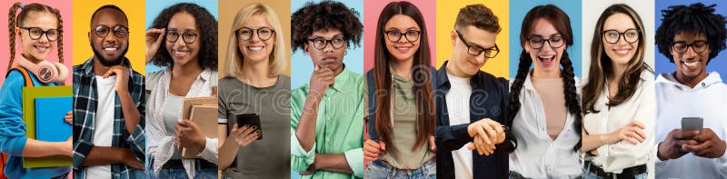 Verschiedene Gruppen fröhlicher Menschen genießen gemeinsam einen fröhlichen Sommerleben stockbilder