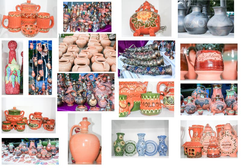 Verschillend ceramisch die aardewerk in oude stijl wordt geschilderd royalty-vrije stock foto Verschillend ceramisch die aardewerk in oude stijl wordt geschilderd royalty-vrije stock foto