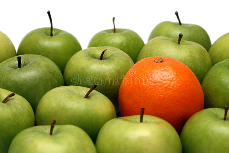 Verschillende concepten - sinaasappel tussen appelen