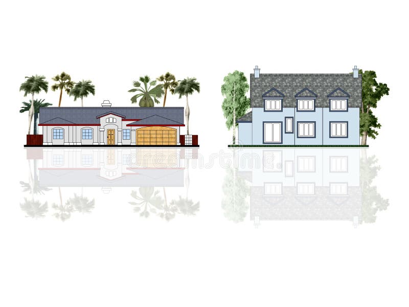 Verschillende geïsoleerdeu huizen, stock illustratie Verschillende geïsoleerdeu huizen, stock illustratie