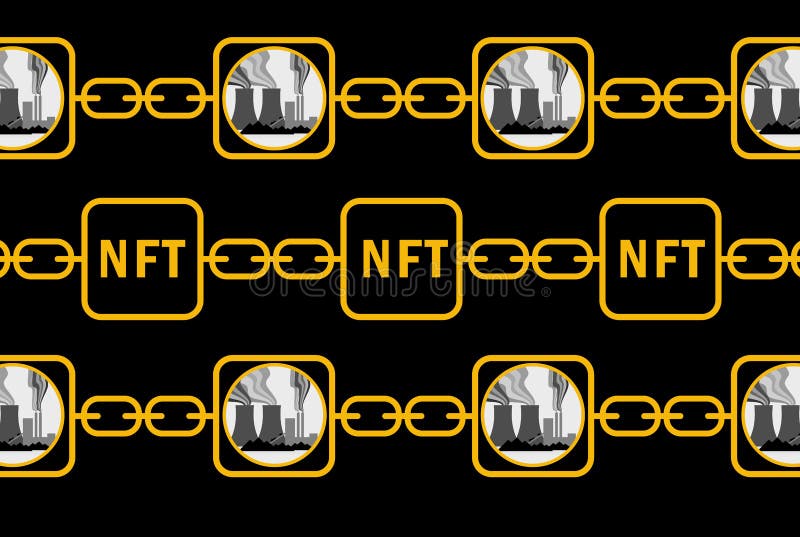 Verschmutzung durch Energie, die zur Zerkleinerung von Kryptokunstblockketten-Technologie verwendet wird, nicht fungible Token nft vektor abbildung