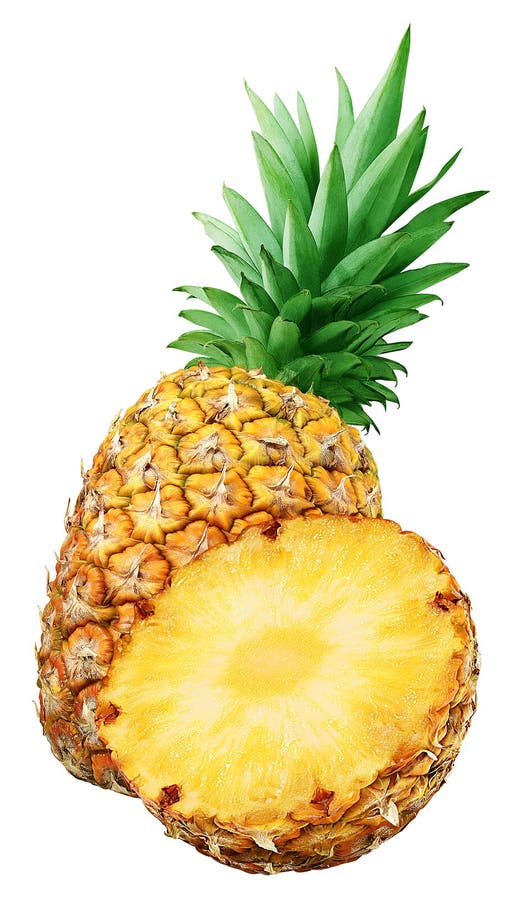 Verse ananas en een halve geïsoleerd royalty-vrije stock afbeelding