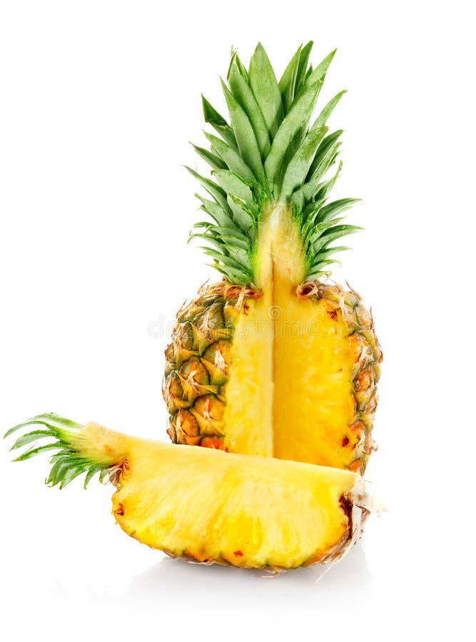 Verse ananas met snede stock foto's
