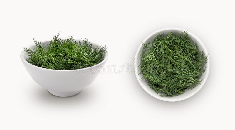 Fresh dillin a bowl isolated on a white background. Fresh dillin a bowl isolated on a white background