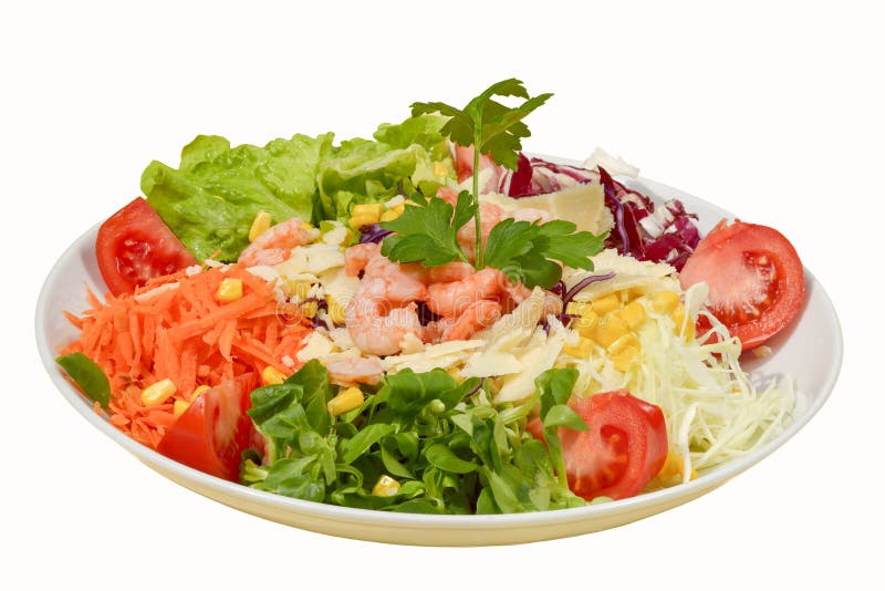 Verse gezonde Klassieke Caesar-salade op plaat met garnalen op witte achtergrond stock foto's Verse gezonde Klassieke Caesar-salade op plaat met garnalen op witte achtergrond stock foto's