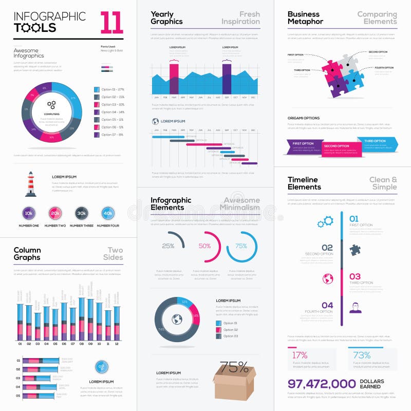 Verse inzameling van diverse infographic bedrijfselementen vector illustratie Verse inzameling van diverse infographic bedrijfselementen vector illustratie