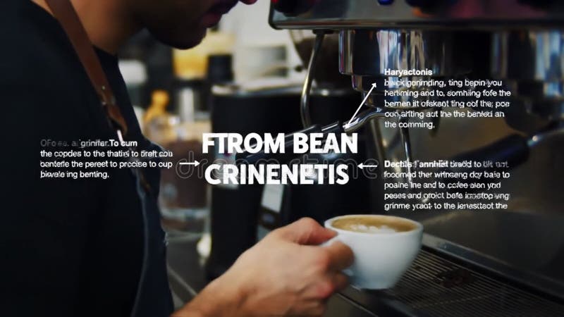 Verser du café chaud foncé dans la Coupe et Barista Préparer du Latte Art à Espresso Machine illustration libre de droits