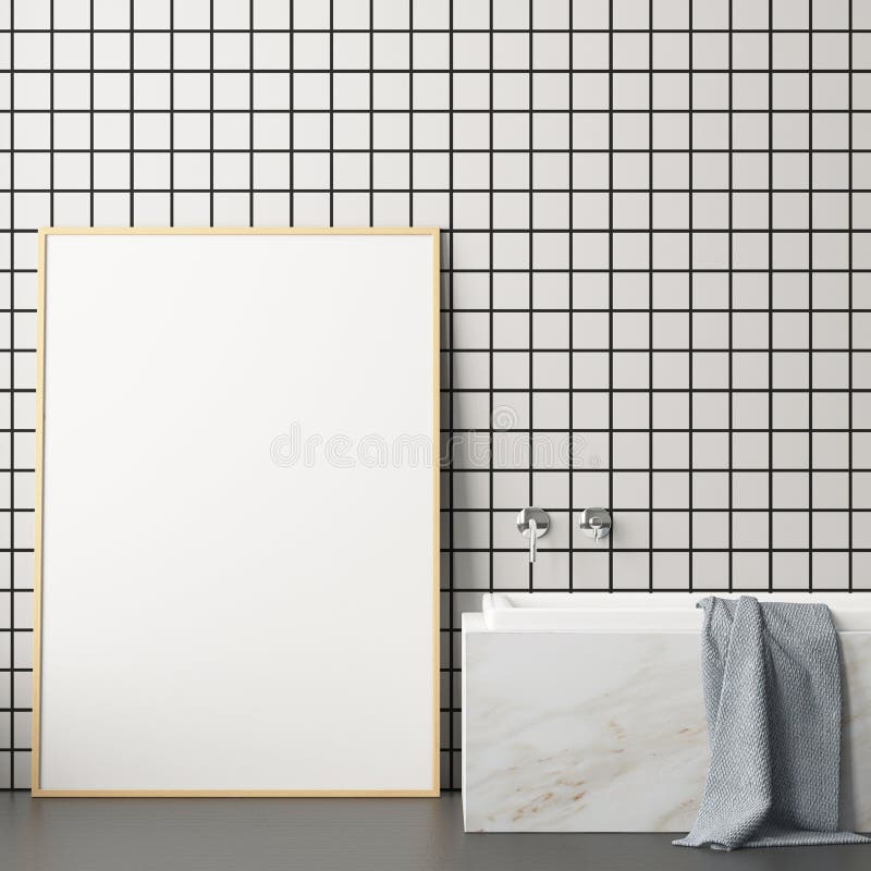 Verspotten Sie herauf Plakat im Badezimmer in einer modernen Art stock abbildung Verspotten Sie herauf Plakat im Badezimmer in einer modernen Art stock abbildung