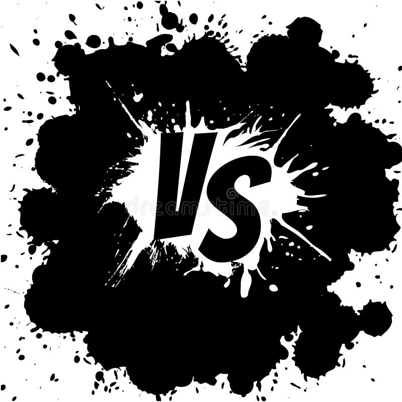 Versus letters logo. Black V and S on white splash stock illustration