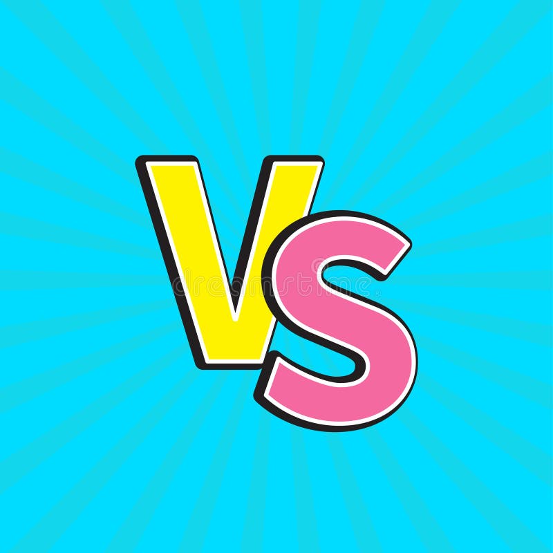 Versus Letters Or VS Battle Fight Competition. Cute Cartoon Style. Pink  Yellow Background Template. Sunburst With Ray Of Light. Starburst Effect.  Flat Design. Vector Illustration Royalty Free SVG, Cliparts, Vectors, and  Stock