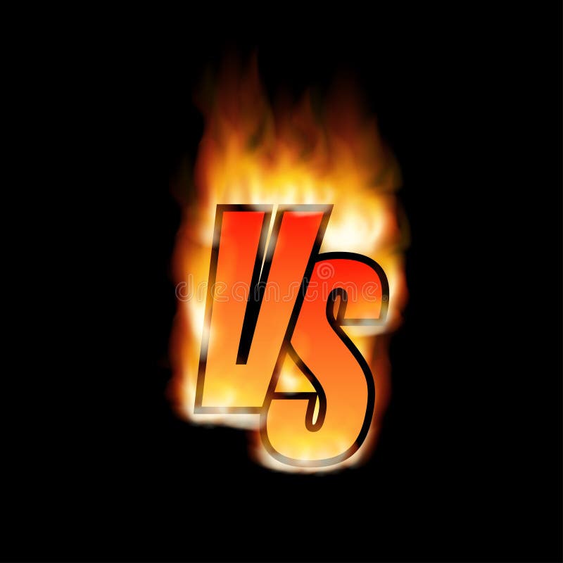 Versus Vector. Flame Letters Fight Background Design. Competition Icon ...