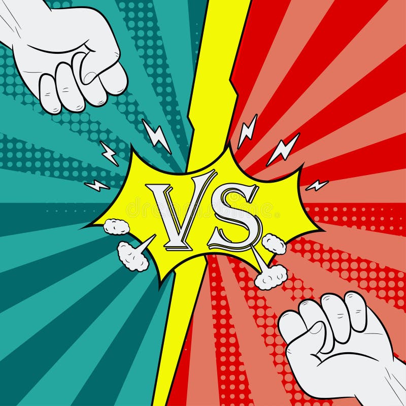 Versus pięści Walczący tło komiczka styl z Wstęp strona bohater bitwa wektor ilustracja wektor
