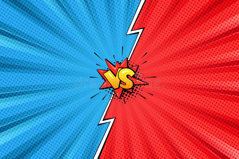 Versus Pop Art Backdrop with Radial Rays, Halftone Effect and Lightning