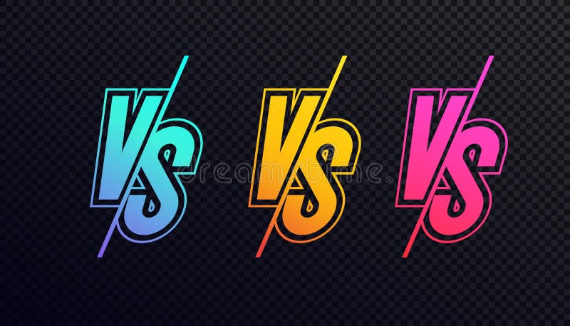 Versus sign set neon style stock vector. Illustration of confrontation -  133541960