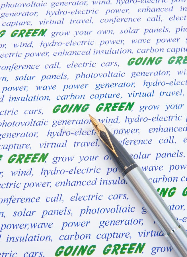 An image describing in text many of the ways to go green and to be helpful to the long term prospects for the planet and civilization. A pen points to the important issue. An image describing in text many of the ways to go green and to be helpful to the long term prospects for the planet and civilization. A pen points to the important issue.