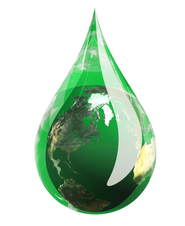 Water droplet in green hue with the earth engulfed in it. Water droplet in green hue with the earth engulfed in it.