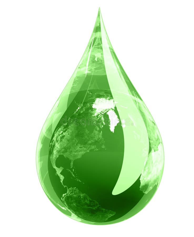 Water droplet in green hue with the earth engulfed in it. Water droplet in green hue with the earth engulfed in it.