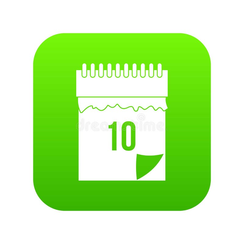 10 date calendar icon digital green for any design isolated on white vector illustration. 10 date calendar icon digital green for any design isolated on white vector illustration