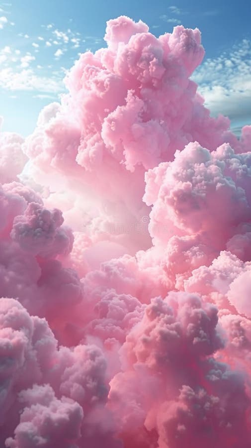 Vertical background of pink fluffy clouds. Generated by artificial intelligence stock illustration