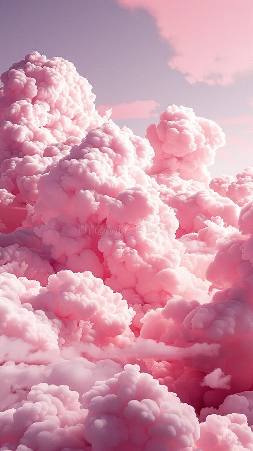 Vertical background of pink fluffy clouds. Generated by artificial intelligence stock illustration