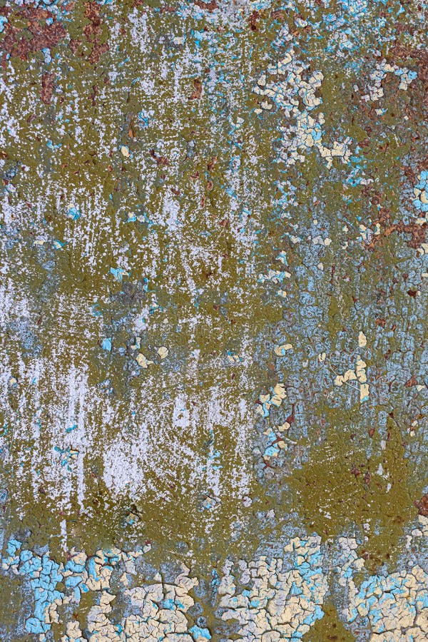 Vertical Background or Texture in the Form of a Metal Surface with Peeling Paint Stock Image