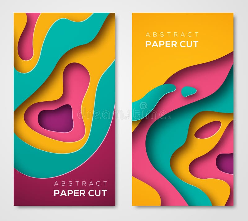 Vertical banners with 3D abstract shapes vector illustration Vertical banners with 3D abstract shapes vector illustration