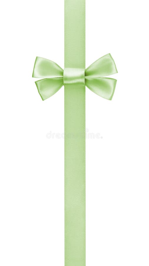 Vertical Border with Light Green Color Ribbon Bow Stock Photo