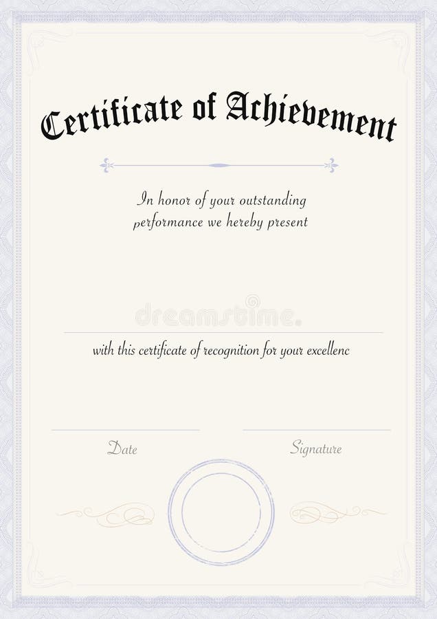 Blue Certificate Template Vertical Stock Vector