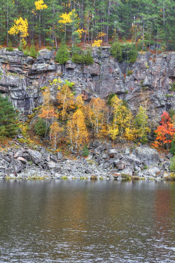 Vertical of Cliff with Beautiful Autumn Color at Algonquin Provincial