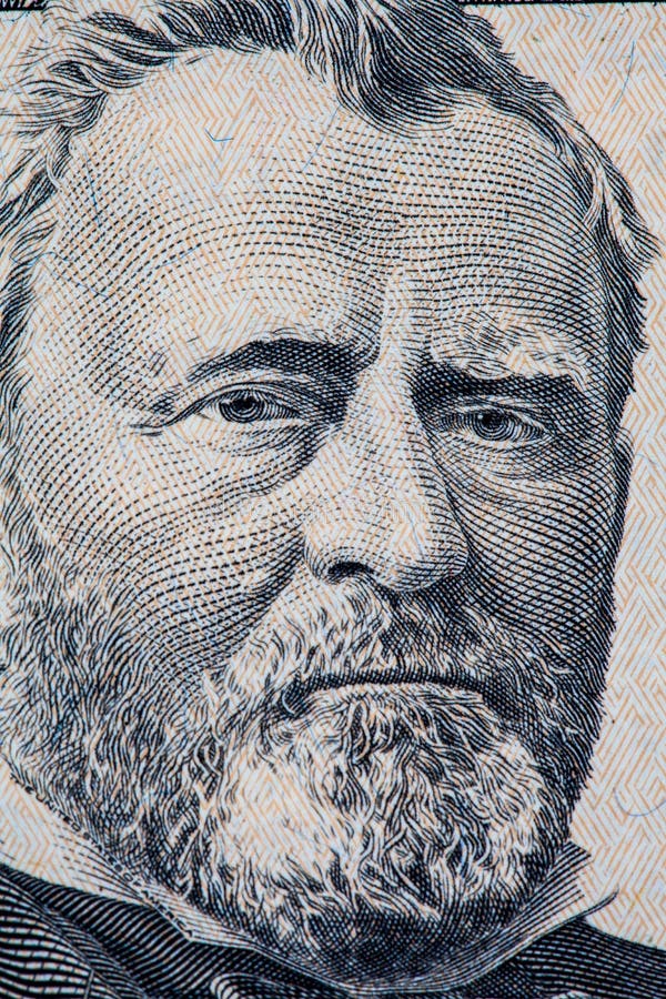 Ulysses S. Grant portrait on 50 US dollar bill.