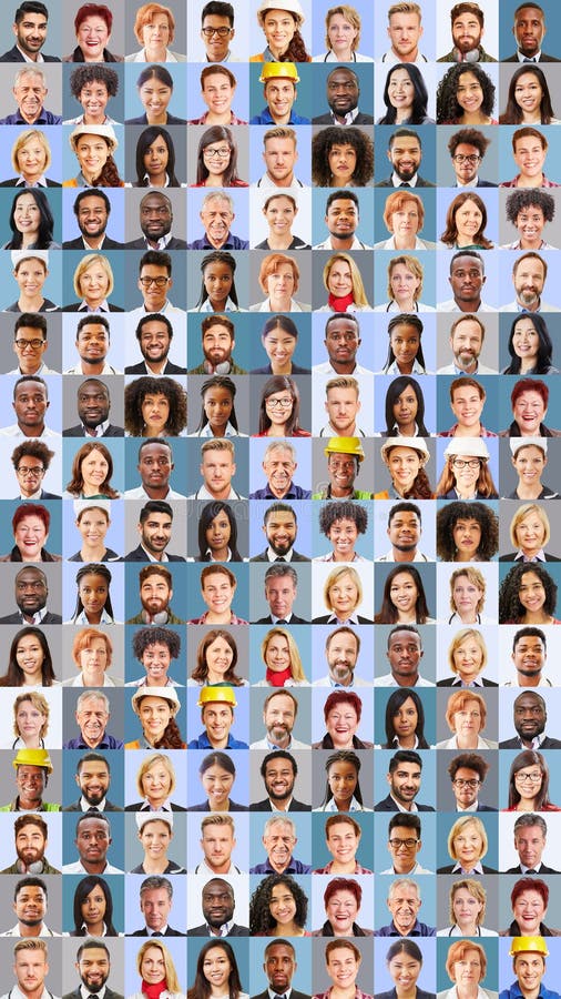 Vertical collage of portraits of people in different Professions royalty free stock photography